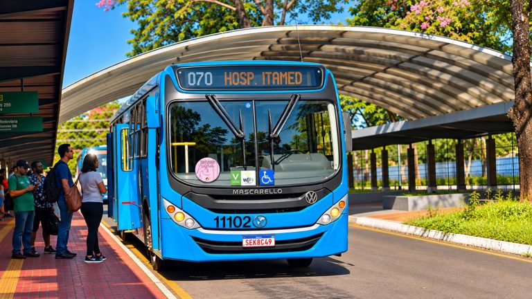 Outubro Rosa: ônibus da VISAC alertam para a importância do autoexame